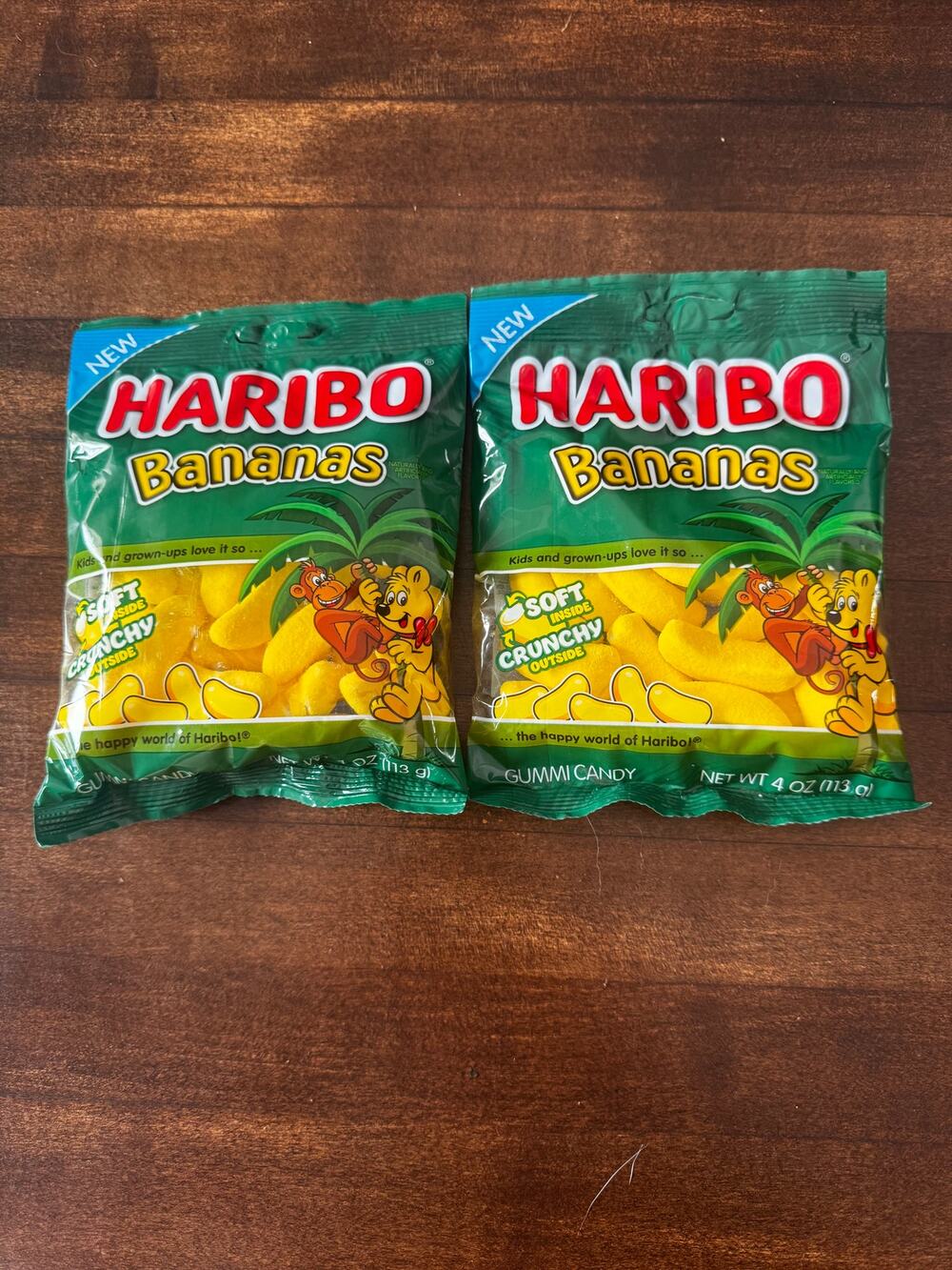 NEW-Haribo BANANAS Gummi Candy-"Soft Inside/Crunchy Outside"- {LOT OF  2 BAGS}